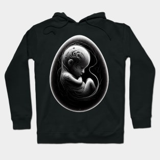 Monochromatic Black And White Embryo Outline Hoodie